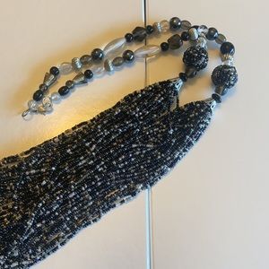 Beautiful multi beads necklace set silver black